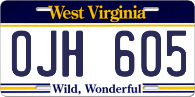 WV license plate OJH605