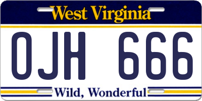 WV license plate OJH666