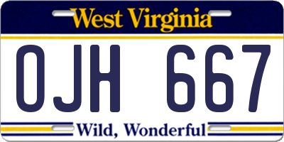 WV license plate OJH667