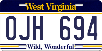 WV license plate OJH694