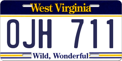 WV license plate OJH711