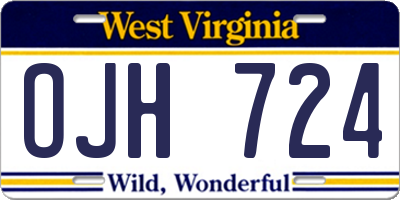 WV license plate OJH724