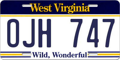 WV license plate OJH747