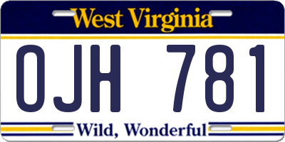 WV license plate OJH781