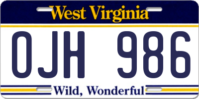 WV license plate OJH986
