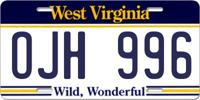 WV license plate OJH996