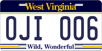 WV license plate OJI006
