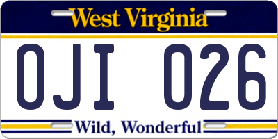 WV license plate OJI026