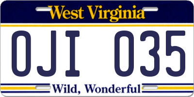 WV license plate OJI035