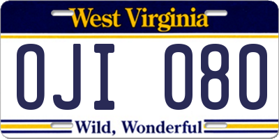 WV license plate OJI080