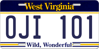 WV license plate OJI101