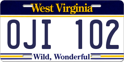 WV license plate OJI102