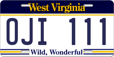 WV license plate OJI111