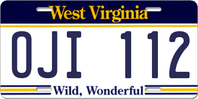 WV license plate OJI112