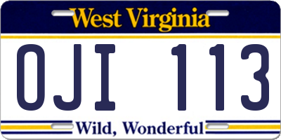 WV license plate OJI113