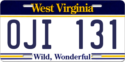 WV license plate OJI131