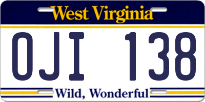 WV license plate OJI138