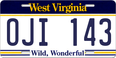 WV license plate OJI143