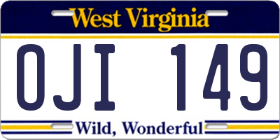 WV license plate OJI149