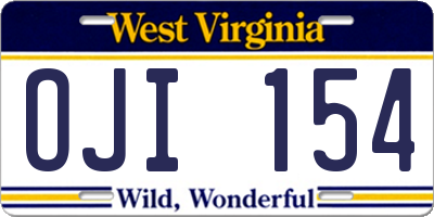 WV license plate OJI154
