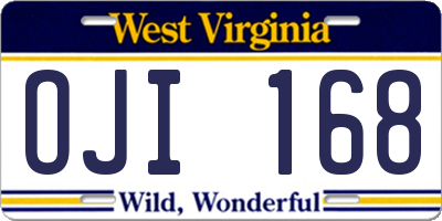WV license plate OJI168