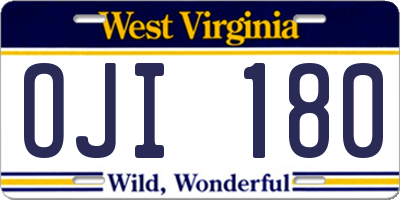 WV license plate OJI180