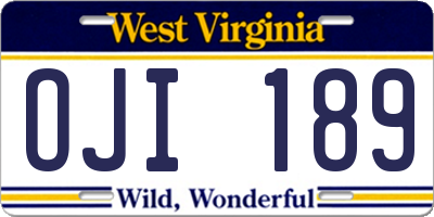 WV license plate OJI189