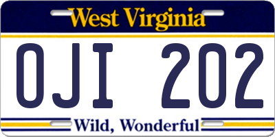WV license plate OJI202