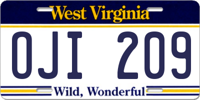 WV license plate OJI209