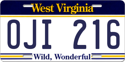 WV license plate OJI216