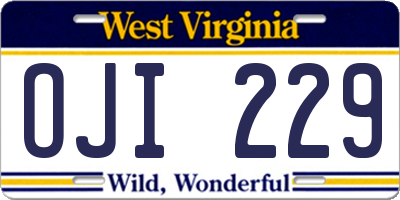 WV license plate OJI229