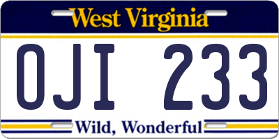 WV license plate OJI233