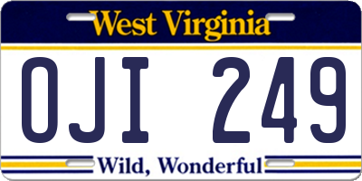 WV license plate OJI249