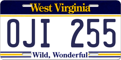 WV license plate OJI255