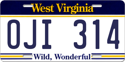 WV license plate OJI314
