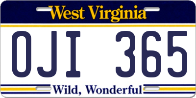 WV license plate OJI365