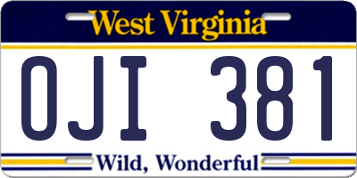 WV license plate OJI381