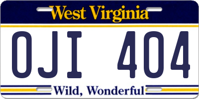 WV license plate OJI404