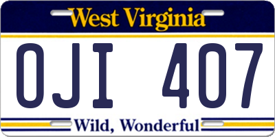 WV license plate OJI407