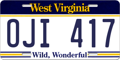WV license plate OJI417