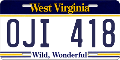 WV license plate OJI418
