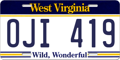 WV license plate OJI419