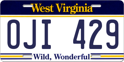 WV license plate OJI429