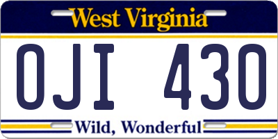 WV license plate OJI430