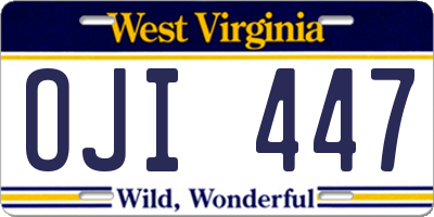 WV license plate OJI447