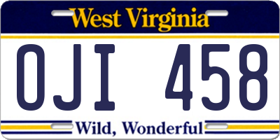 WV license plate OJI458