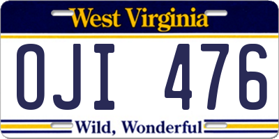 WV license plate OJI476