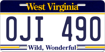 WV license plate OJI490