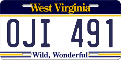WV license plate OJI491