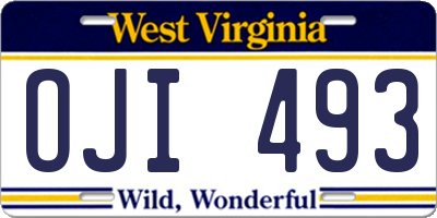 WV license plate OJI493